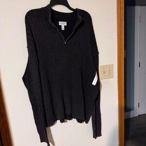Arizona Jean Co. Men's Black‎ Ribbed Quarter Zip Pullover Sweater XXL Cotton